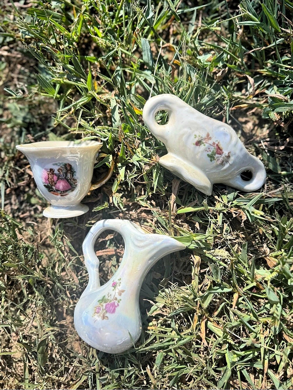 Vintage mini Floral lusterware Decorative Set